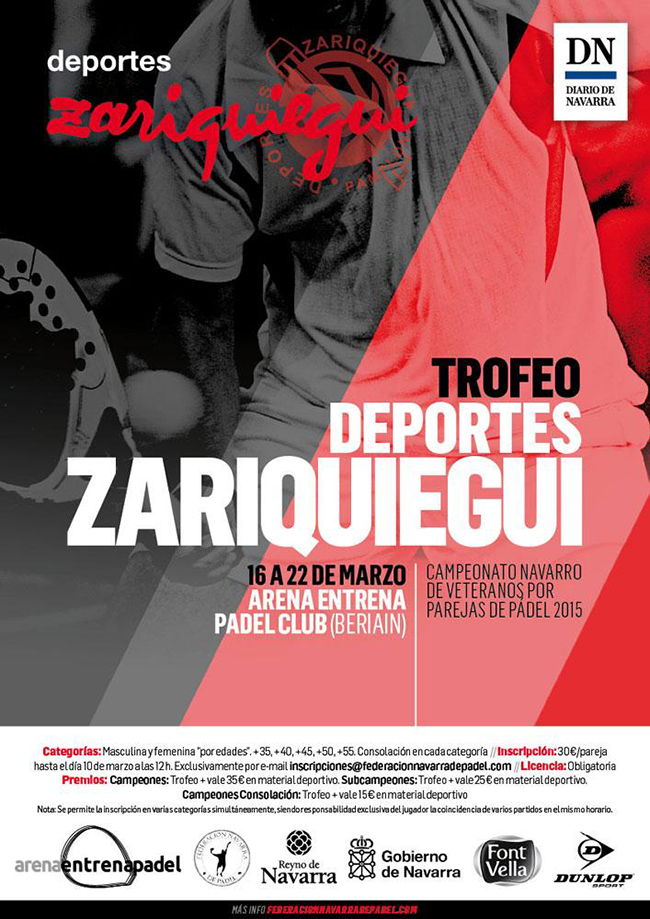 Campeonato Navarro de Veteranos por Parejas de P&aacute;del 2015 Trofeo Deportes Zariquiegui